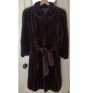 Vintage Full Length Mink Coat, Mahogany, Women's Size 10-12